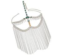 Rhinestonedrop Face Mask with Chains,Metal Sexy Masquerade Head Chain Veil Headpiece Bling Crystal Tassel Face Jewelry for Women Rave Halloween Party Night Clubs Dance 1PCS, Gold, Rhinestone, Crystal