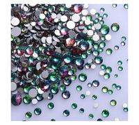 Rhinestones 1440Pcs/Pack Mix Size Black Glass Flat Back Rhinestone Glitter Diamond Non Hotfix Rhinestones for Nail Art Clothes(Green Volcano)