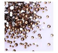 Rhinestones 1440Pcs/Pack Mix Size Black Glass Flat Back Rhinestone Glitter Diamond Non Hotfix Rhinestones for Nail Art Clothes(Smoked Topaz)