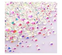 Rhinestones 1440Pcs/Pack Mix Size Black Glass Flat Back Rhinestone Glitter Diamond Non Hotfix Rhinestones for Nail Art Clothes(Crystal AB Unfoiled)