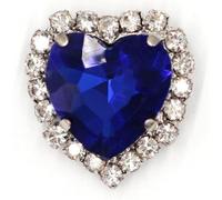 Rhinestones, 50pcs Heart Shape Glass Rhinestones with Claw Sew On Crystal Stone Metal Base Buckle for Clothes Strass Diamond Sewn(Blue,8mm)