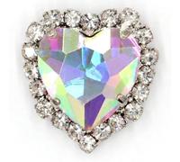 Rhinestones, 50pcs Heart Shape Glass Rhinestones with Claw Sew On Crystal Stone Metal Base Buckle for Clothes Strass Diamond Sewn(Ab Color,14mm)