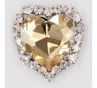 Rhinestones, 50pcs Heart Shape Glass Rhinestones with Claw Sew On Crystal Stone Metal Base Buckle for Clothes Strass Diamond Sewn(Gold,14mm)