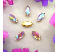 Rhinestones, AB Colors Gold Claw Sew On Rhinestone Beads Horse Eye Navette Marquise Glass Crystal(5x10mm 50pcs A2 Violet AB)