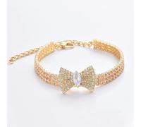 Rhinestones Cat Collar with Bling Bow Charm Shiny Crystal Pet Collar Rhinestone Adjustable Collar Necklace for Small Pet Cat Dog