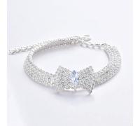 Rhinestones Cat Collar with Bling Bow Charm Shiny Crystal Pet Collar Rhinestone Adjustable Collar Necklace for Small Pet Cat Dog