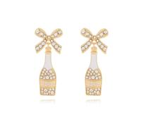 Rhinestones Champagne Martini Wine Glass Dangle Earrings Crystal Pearl Cocktail Glass Earrings for Women Cocktail Party Jewelry Gift, Zinc, No Gemstone