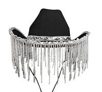 Rhinestones Cowboy Hat For Girls Sequins Rhinestones Fringe Cowgirl Hat Birthday Party Costume Accessory Cowboy With Sequins Fringe Cowgirl Costume For Women Adult Girls To Wear Western Party
