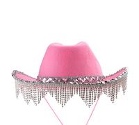 Rhinestones Cowboy Hat For Girls Sequins Rhinestones Fringe Cowgirl Hat Birthday Party Costume Accessory Cowboy With Sequins Fringe Cowgirl Costume For Women Adult Girls To Wear Western Party