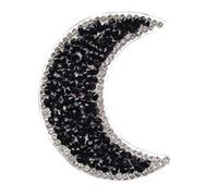 Rhinestones Crystal Embroidered Moon/Star Sticker Applique Iron-on Transfer Badges Bling, Pack of 5 Pieces (Moon, Black)