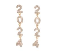 Rhinestones Dangle Earrings 2024 Number Ear Drop Accessory Crystal Geometric Ear Pendant For Fashion Enthusiasts Number Pendant Earrings
