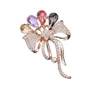 Rhinestones Decorated Brooch Metal Vintage Clothing Accessory Alloy Texture Sparkling Pin Suitable For Formal Event Floral Brooch