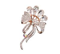 Rhinestones Decorated Brooch Metal Vintage Clothing Accessory Alloy Texture Sparkling Pin Suitable For Formal Event Floral Brooch