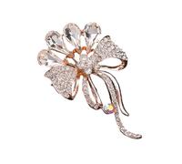 Rhinestones Decorated Brooch Metal Vintage Clothing Accessory Alloy Texture Sparkling Pin Suitable For Formal Event Floral Brooch