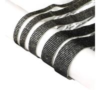 Rhinestones Diamond Ribbon, Self Adhesive Rhinestone Ribbon 1 Yard Multicolor 0.8-2.5cm(Black,4 Rows(0.8cm))