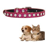 Rhinestones Dog Cat Collars, Wear Resistant And Waterproof Pet Collar for Small, Medium, Large Dogs(Rose Pink XL)