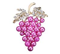 Rhinestones Faux Pearl Bead Grapes Brooches Elegant Cute Fruit Lapel Pins for Dresses Hat Bag, imitation pearl, no gemstone