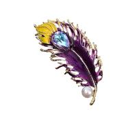 Rhinestones Feathered Brooch Sparkling Zircon Stones Pin Clothes Accessories For Parties Weddings And Casual Wear Peacocks Feather Brooch