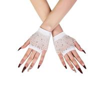 Rhinestones Fishnet Gloves, 1 Pair Mesh Fingerless Fish Net Sparkly Glitter Gloves, Stretchy Short Neon Mitten for 80s Party Cosplay, Arm Sleeves Bridal Glove for Wedding Halloween Nightclub Fancy
