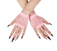 Rhinestones Fishnet Gloves, 1 Pair Mesh Fingerless Fish Net Sparkly Glitter Gloves, Stretchy Short Neon Mitten for 80s Party Cosplay, Arm Sleeves Bridal Glove for Wedding Halloween Nightclub Fancy