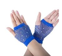 Rhinestones Fishnet Gloves, 1 Pair Mesh Fingerless Fish Net Sparkly Glitter Gloves, Stretchy Short Neon Mitten for 80s Party Cosplay, Arm Sleeves Bridal Glove for Wedding Halloween Nightclub Fancy