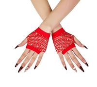 Rhinestones Fishnet Gloves, 1 Pair Mesh Fingerless Fish Net Sparkly Glitter Gloves, Stretchy Short Neon Mitten for 80s Party Cosplay, Arm Sleeves Bridal Glove for Wedding Halloween Nightclub Fancy