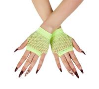 Rhinestones Fishnet Gloves, 1 Pair Mesh Fingerless Fish Net Sparkly Glitter Gloves, Stretchy Short Neon Mitten for 80s Party Cosplay, Arm Sleeves Bridal Glove for Wedding Halloween Nightclub Fancy