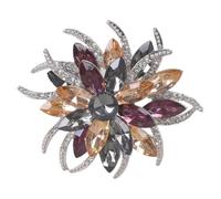 Rhinestones Florals Flower Brooch Two Tiered Artistics Crafted Alloy Statement Pieces for Formal Event Crystals Alloy Brooch