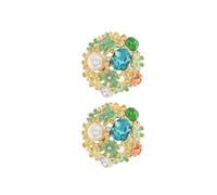 Rhinestones Flower Studs Earrings Elegant Rhinestones Flower Earrings Unique Ear Adornment For The Modern Woman Round