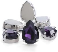 Rhinestones for Crafting， 30pcs Glitter Drop Crystal Rhinestone Hand Sew On Glass Stones Ornament Diamond Beads for Dress DIY Crafts Claw Drill Accessories(Purple,10x14mm 30pcs)