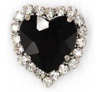 Rhinestones for Crafting， 50pcs Heart Shape Glass Rhinestones with Claw Sew On Crystal Stone Metal Base Buckle for Clothes Strass Diamond Sewn(Black,14mm)