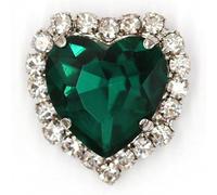 Rhinestones for Crafting， 50pcs Heart Shape Glass Rhinestones with Claw Sew On Crystal Stone Metal Base Buckle for Clothes Strass Diamond Sewn(Blackish Green,14mm)