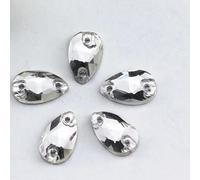 Rhinestones for Crafting， Sew-on Rhinestones Water Drops Flatback Sew on Stone 2 Holes Glass Crystal for DIY Wedding Dress Accessories(White,13x22mm 20pcs)