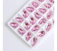 Rhinestones for Crafting， Sew-on Rhinestones Water Drops Flatback Sew on Stone 2 Holes Glass Crystal for DIY Wedding Dress Accessories(Pink,16x25mm 15pcs)