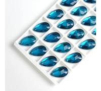 Rhinestones for Crafting， Sew-on Rhinestones Water Drops Flatback Sew on Stone 2 Holes Glass Crystal for DIY Wedding Dress Accessories(Blue,16x25mm 15pcs)