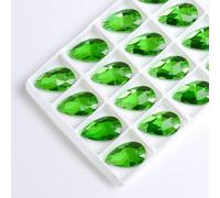 Rhinestones for Crafting， Sew-on Rhinestones Water Drops Flatback Sew on Stone 2 Holes Glass Crystal for DIY Wedding Dress Accessories(Green,10x14mm 36pcs)