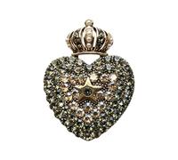 Rhinestones Front Heart Brooch Corsage Pin with Crown Top Star Accent Pearl Border for Daily Outfit Party Occasion Wear Heart Brooch Crown Pin Decorative Lapel Accessory Scarf Bag Coat Outfit Accent