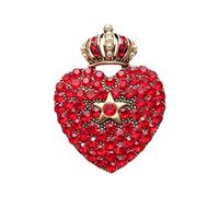 Rhinestones Front Heart Brooch Corsage Pin with Crown Top Star Accent Pearl Border for Daily Outfit Party Occasion Wear Heart Brooch Crown Pin Decorative Lapel Accessory Scarf Bag Coat Outfit Accent