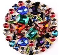 Rhinestones, Gold Claw Sew On Rhinestone 50Pcs/Bag Shapes Mix Rainbow Color Glass Crystal DIY Applique(Dark Colors Mix)