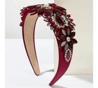 Rhinestones Headbands Crystal Beaded Headbands For Women's Hair Fashion Bling Diamond Hairband Party Hair Hoop (Red)