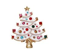 Rhinestones Holiday Fashion Accessory Sparkling Rhinestones Christmas Tree Snowman Brooch For Women Holiday Ornament Zinc Alloy Brooch Pin
