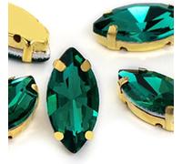 Rhinestones， Horse Eye/Leaf Shape Glass Rhinestones with Claw Sew On Crystal Stone Strass Diamond for Clothes Sewing Accessories(Green,6X12mm 50pcs)