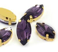 Rhinestones， Horse Eye/Leaf Shape Glass Rhinestones with Claw Sew On Crystal Stone Strass Diamond for Clothes Sewing Accessories(Purple,9X18mm 50pcs)