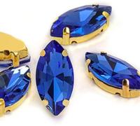 Rhinestones， Horse Eye/Leaf Shape Glass Rhinestones with Claw Sew On Crystal Stone Strass Diamond for Clothes Sewing Accessories(Blue,4X8mm 50pcs)