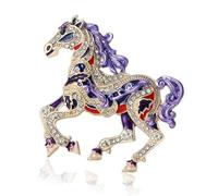 Rhinestones Horse Pin with Enameled Detailing Elegant Crystal Detail Animal Lapel Accessory for Everyday Wear Cartoon Horse Jewelry