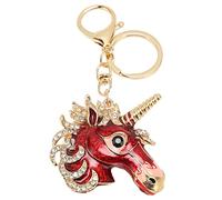 Rhinestones Keychain, 6pcs Mythical Beasts Heads Design Key Rings for Women Keychain Accessories Cute Keychain for Girls Women Men(Red)