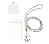 Rhinestones Lanyard with Badge Card Holder for Doctor Nurse Office Workers Clear Vertical Card with Neck Lanyard Retractable Badge