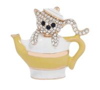 Rhinestones Little Bear Brooch Pin for Women Grils Novelty Cute Retro White and Yellow Kettle Animal Brooch Lapel Pin Exquisite Costume Accessories Hat Bag Holiday Party Jewelry