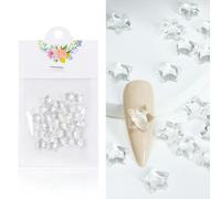 Rhinestones Nail Gems, 4.5g Acrylic Flower Nail Art Rhinestones Gems Multicolor Mixed Size 50 Pcs(30K-BTWJX01)