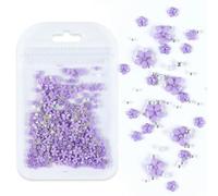 Rhinestones Nail Gems, 4.5g Acrylic Flower Nail Art Rhinestones Gems Multicolor Mixed Size 50 Pcs(D-BH7)